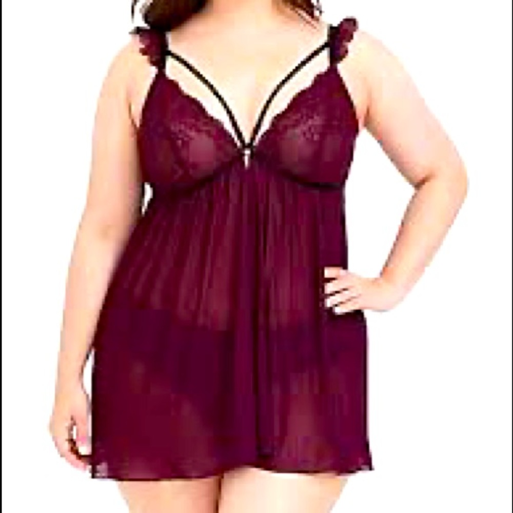 Torrid burgundy babydoll night dress